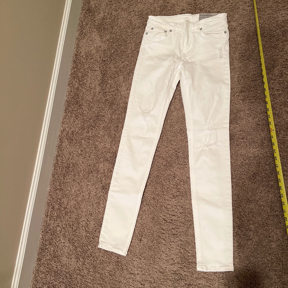 All Saints white distressed skinny size 26